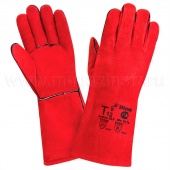 Краги спилковые красные Т12 ЕСО тип ТРЕК (флисовая подкладка), арт. 1515133