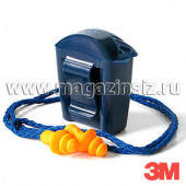 Противошумные многоразовые вкладыши (беруши) 3М 1271 со шнурком в пластиковом контейнере, арт. 7000033186