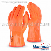 Перчатки Нордик (ТР-07) - ПВХ, сплошной манжет, длина 300 мм оранжевый, джерси+поропласт, арт. ТР-07